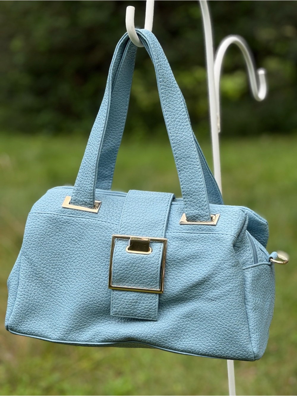 Gloria W&Y Powder Blue Triple Zip Satchel Bag
